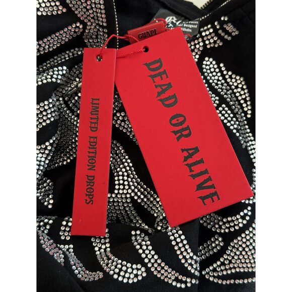 Guapi Men's Skeleton Rhinestone Hoodie Black Limited Editions Size S NWT (JB) - Picture 6 of 14